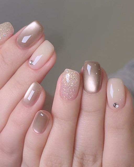 CC Nails champagne glazed manicure